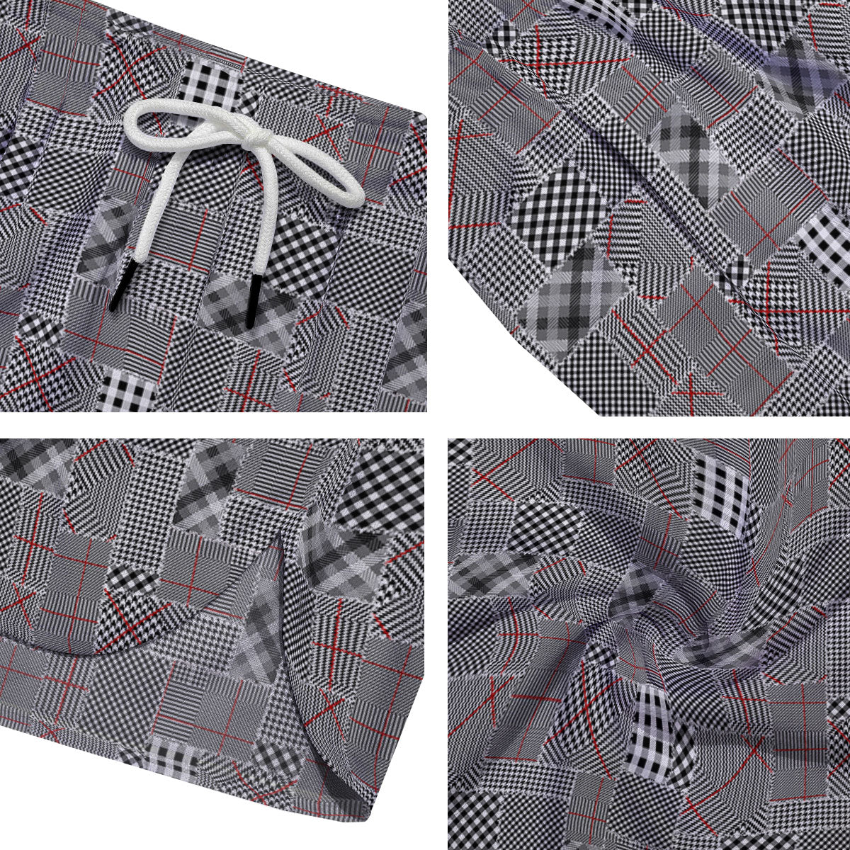 Patchwork Glen Plaid Print Pattern Men's Running Shorts-grizzshop