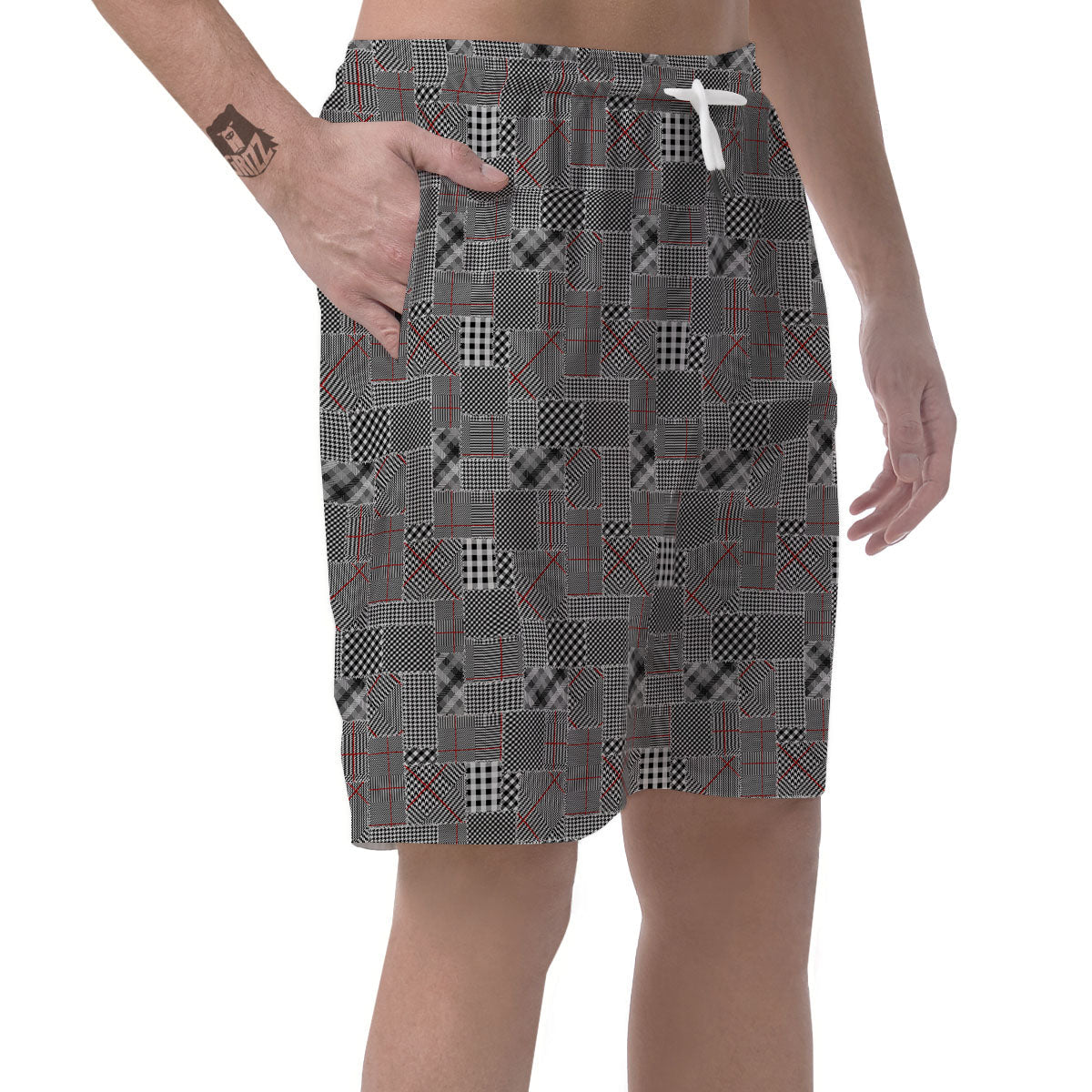 Patchwork Glen Plaid Print Pattern Men's Shorts-grizzshop