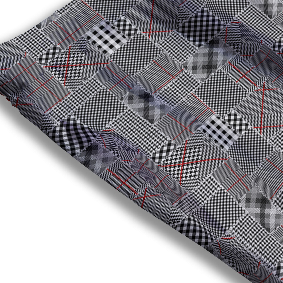 Patchwork Glen Plaid Print Pattern Mesh Shorts