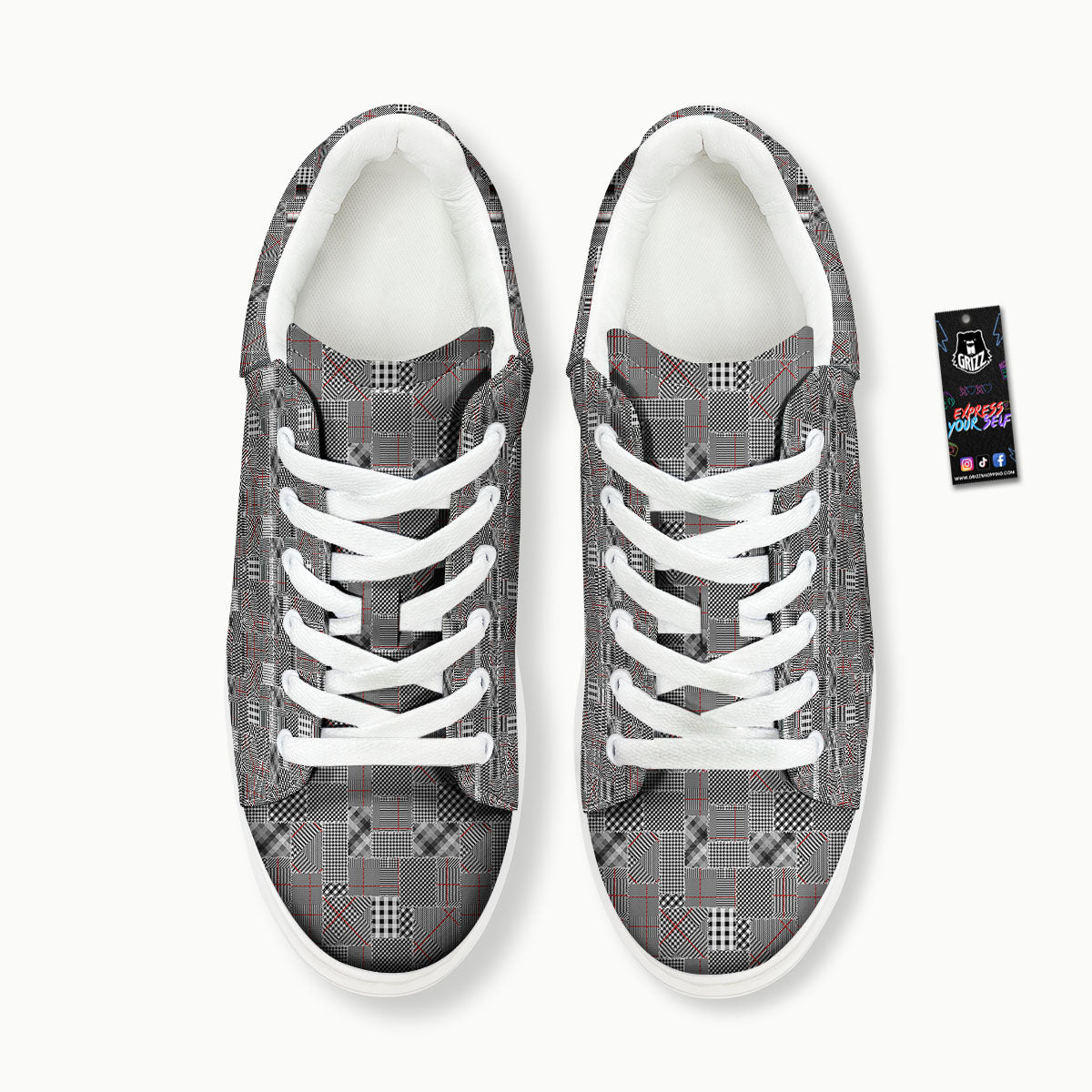 Patchwork Glen Plaid Print Pattern Platform Shoes-grizzshop
