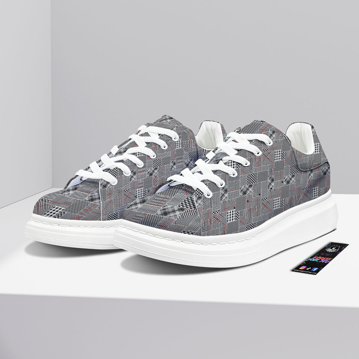 Patchwork Glen Plaid Print Pattern Platform Shoes-grizzshop