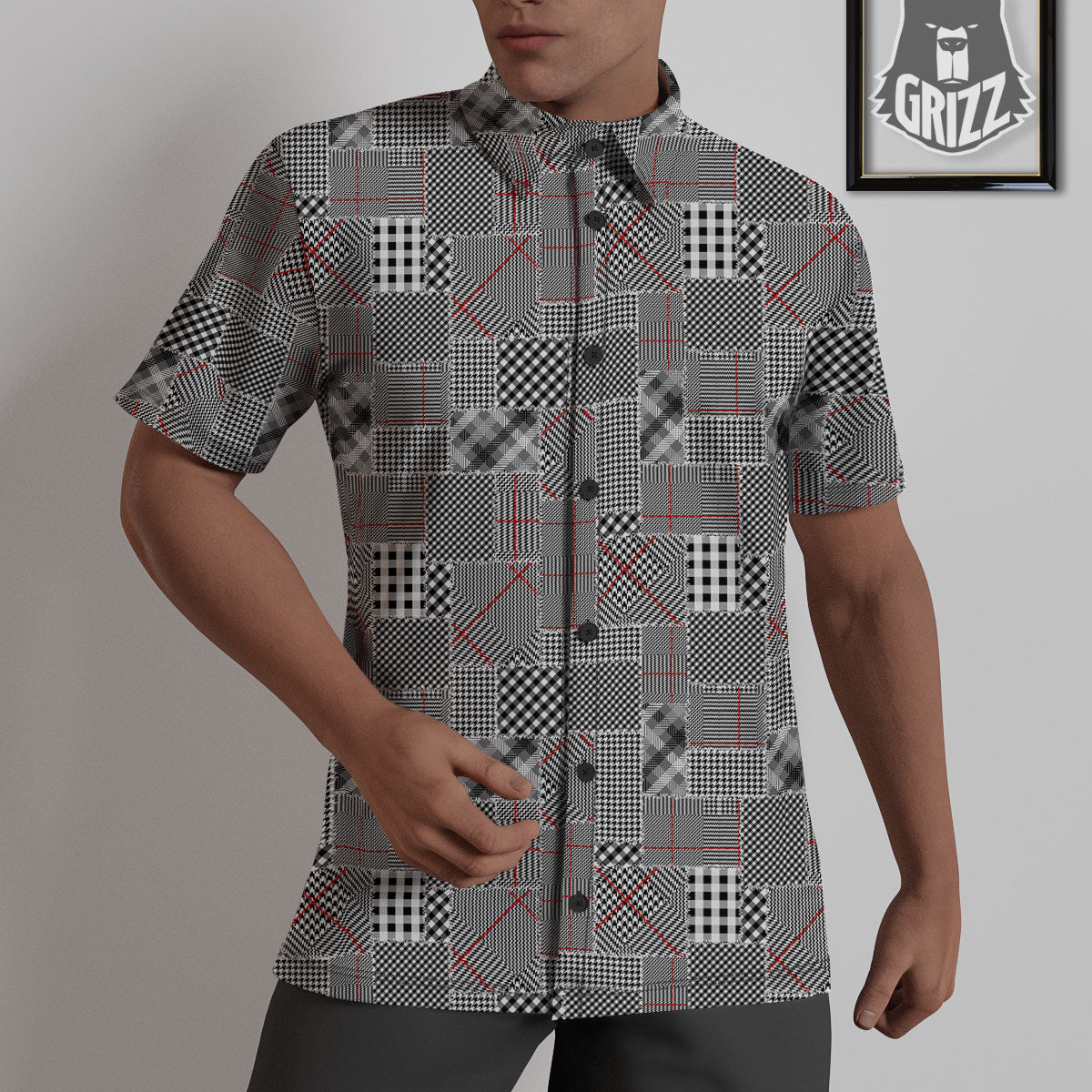 Patchwork Glen Plaid Print Pattern Untucked Shirts-grizzshop