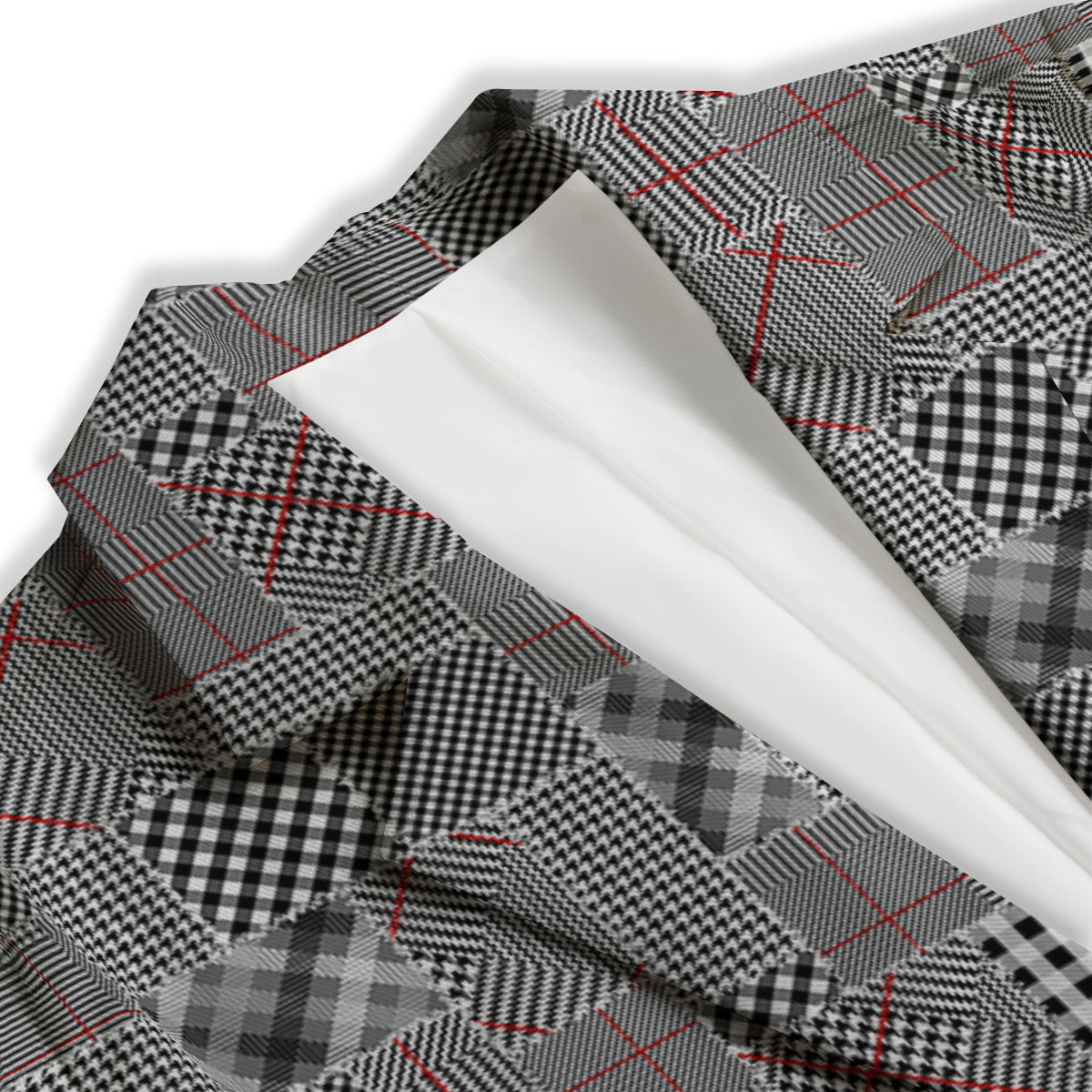 Patchwork Glen Plaid Print Pattern Women's Blazer-grizzshop