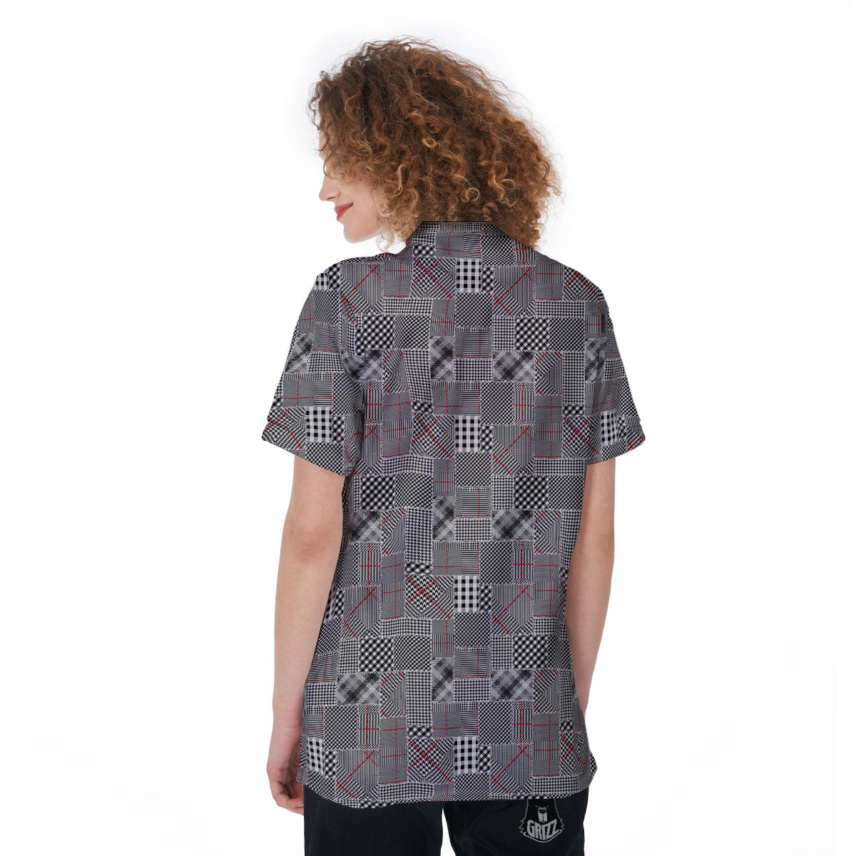 Patchwork Glen Plaid Print Pattern Women's Golf Shirts-grizzshop
