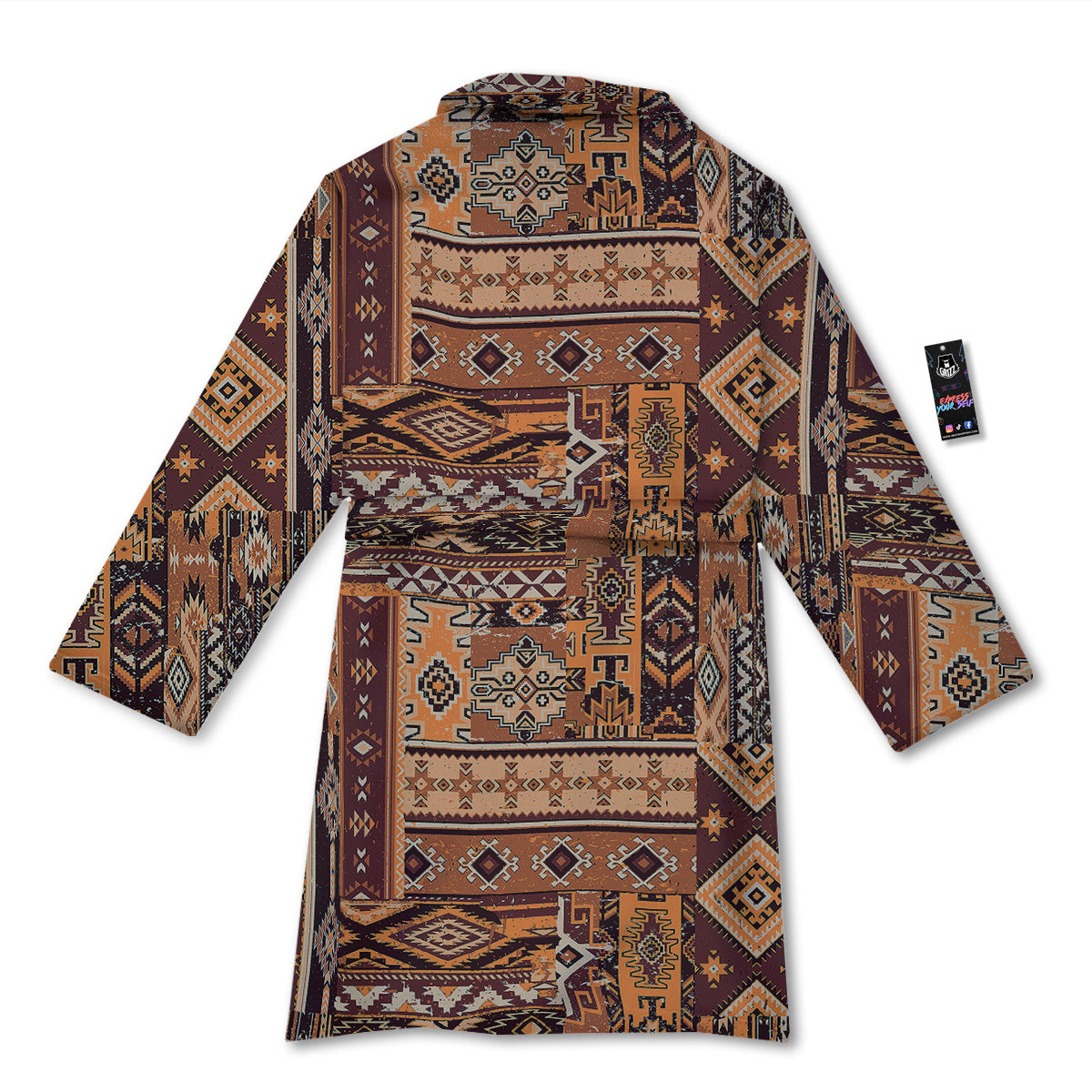 Patchwork Grunge Native American Print Pattern Bathrobe-grizzshop