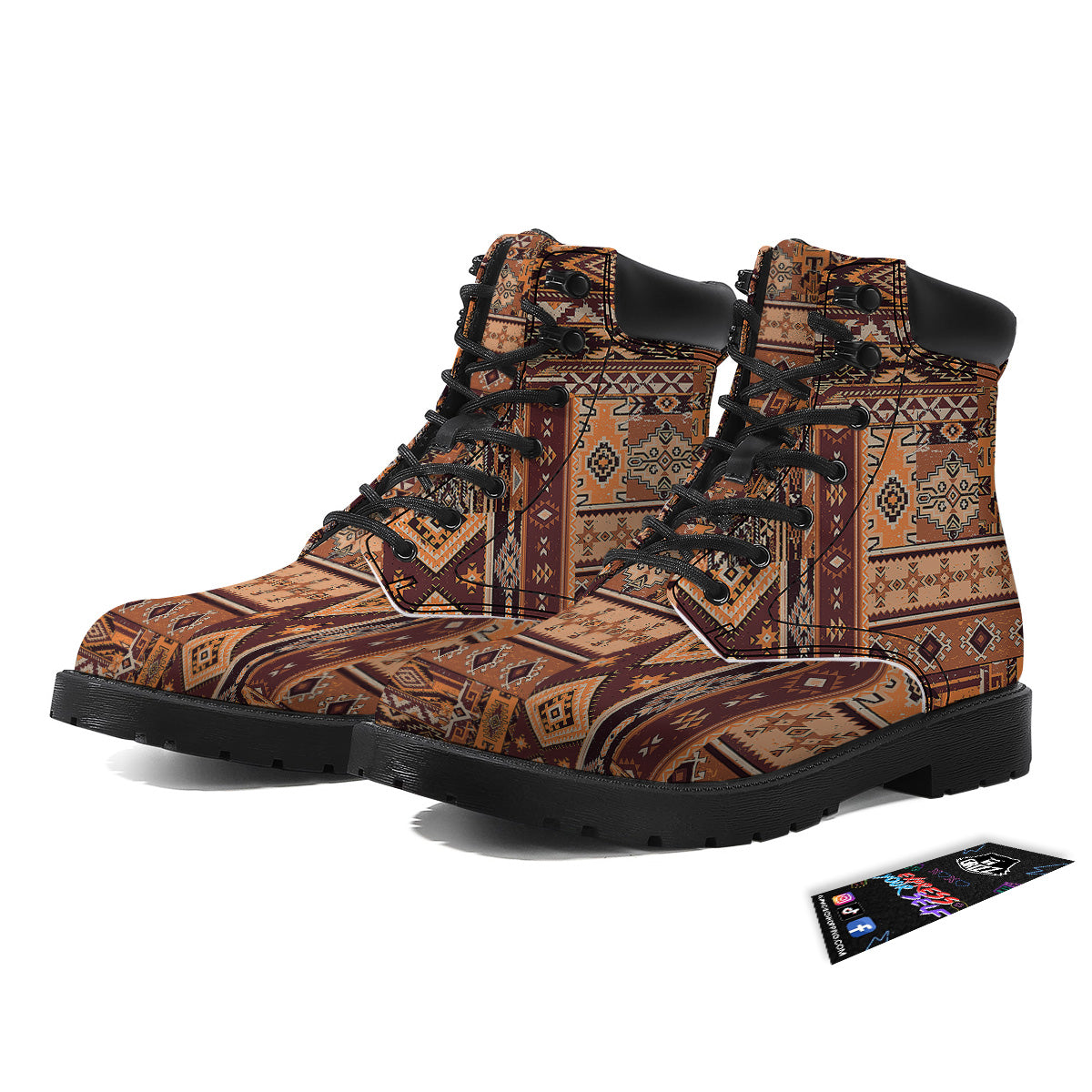 Patchwork Grunge Native American Print Pattern Boots-grizzshop