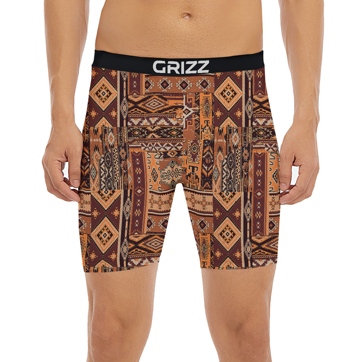 Patchwork Grunge Native American Print Pattern Boxer Briefs-grizzshop