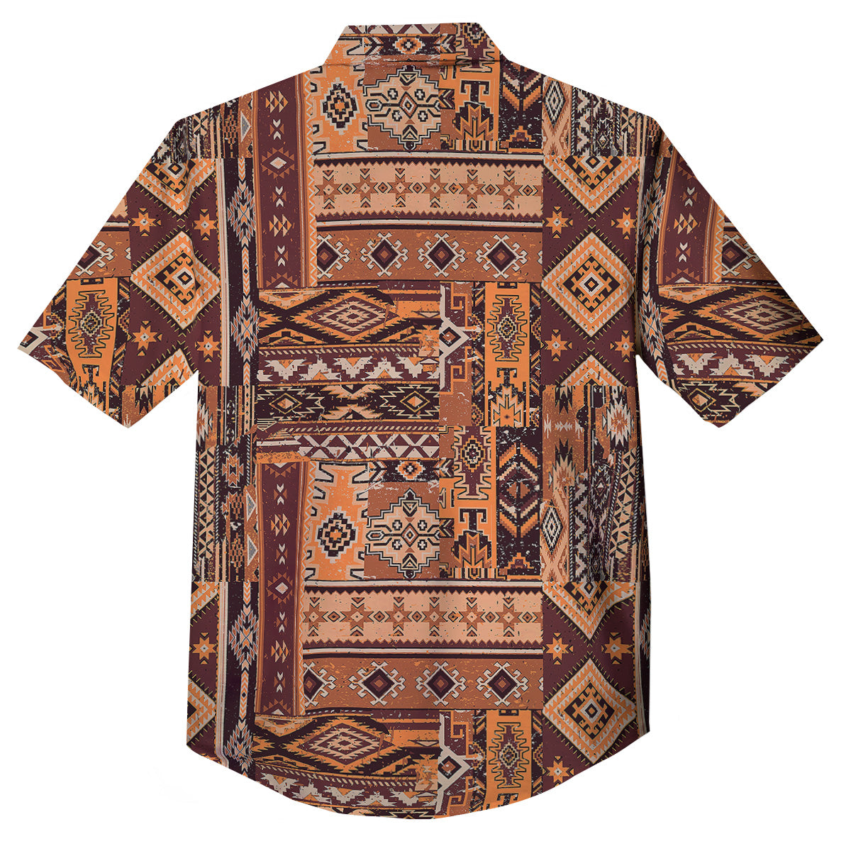 Patchwork Grunge Native American Print Pattern Button Up Shirt-grizzshop