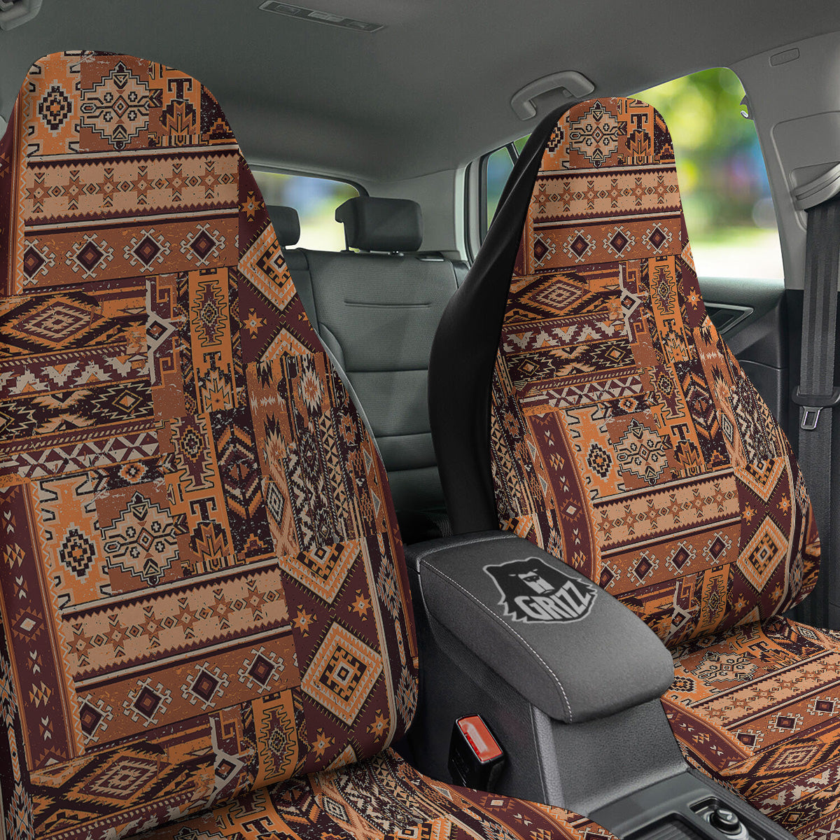 Patchwork Grunge Native American Print Pattern Car Seat Covers-grizzshop