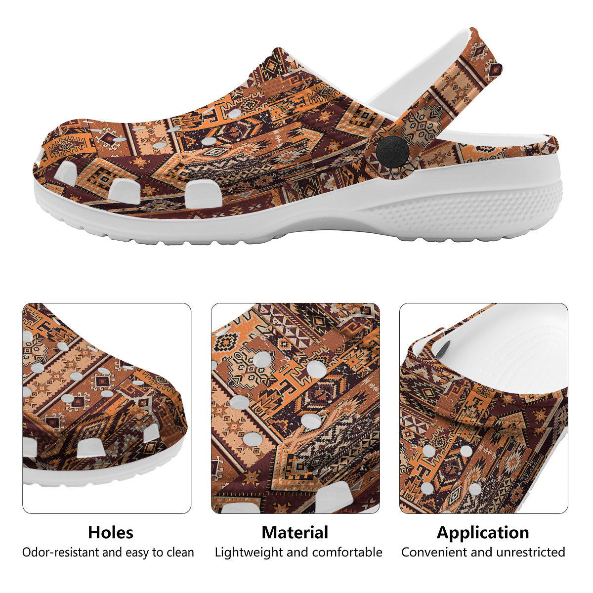 Patchwork Grunge Native American Print Pattern Clog-grizzshop