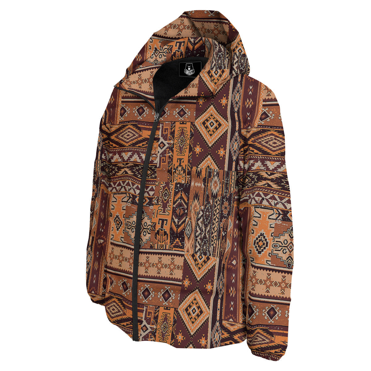 Patchwork Grunge Native American Print Pattern Down Jacket-grizzshop