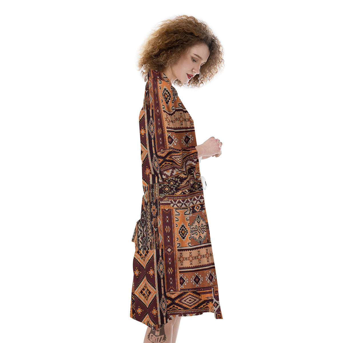 Patchwork Grunge Native American Print Pattern Kimono-grizzshop