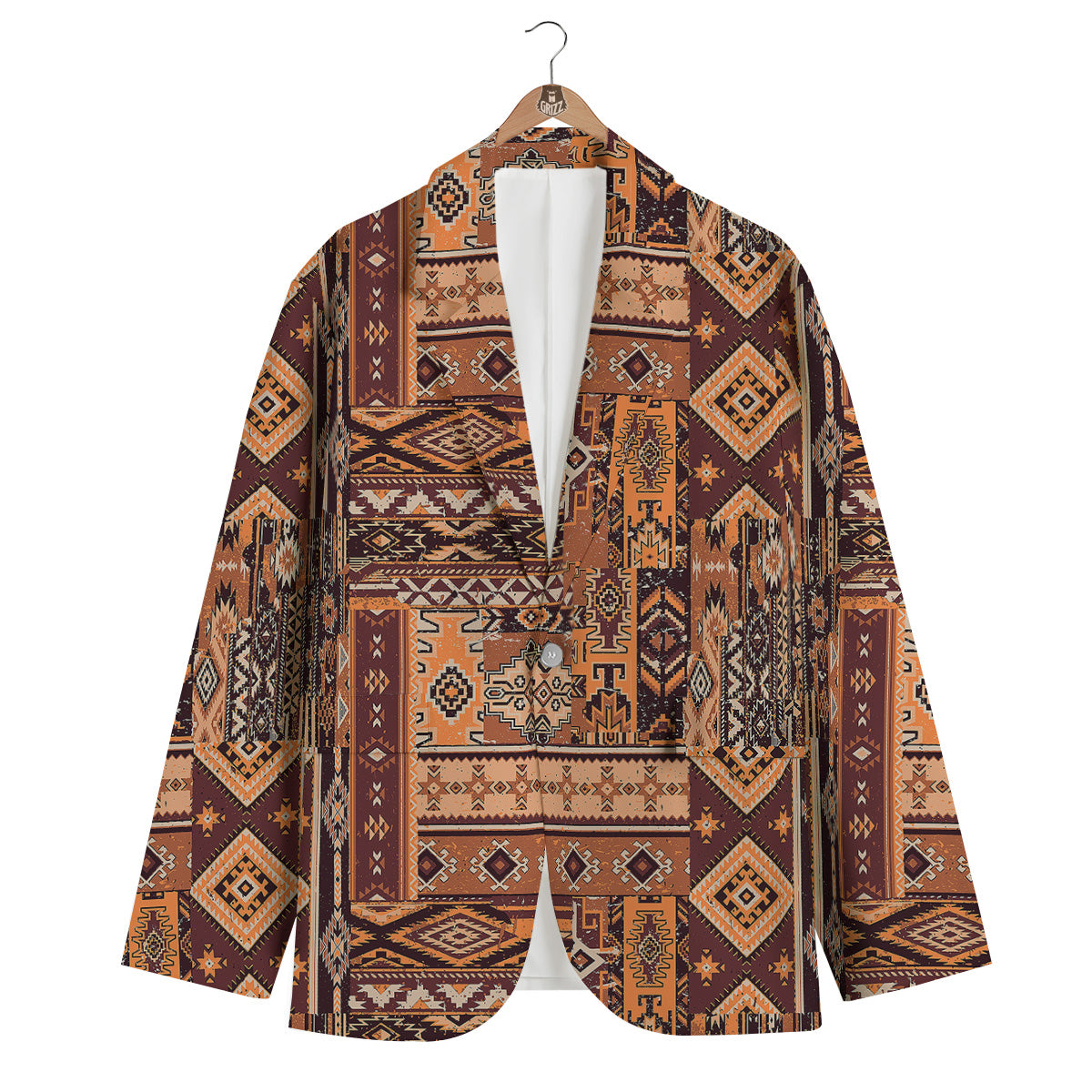 Patchwork Grunge Native American Print Pattern Men's Blazer-grizzshop