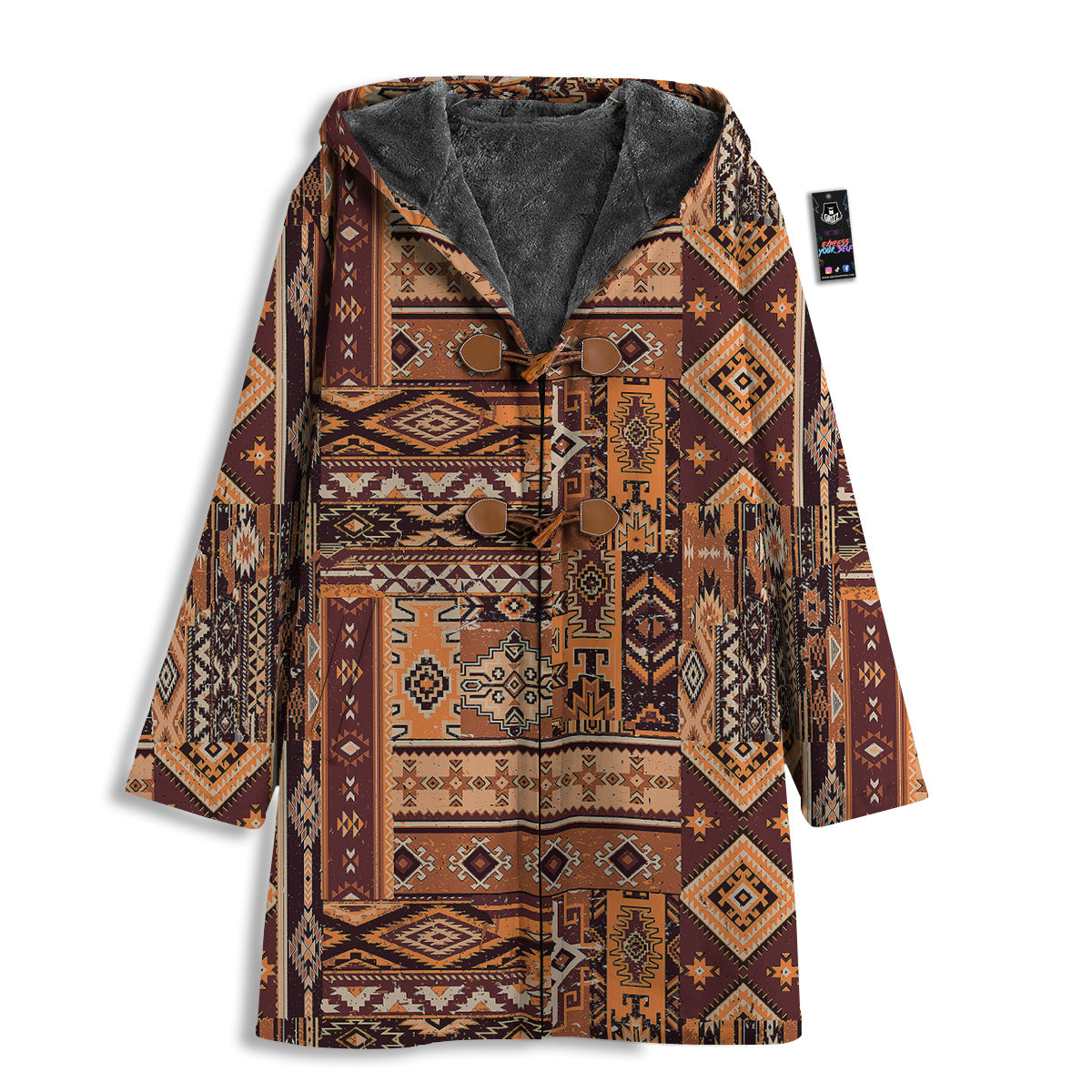 Patchwork Grunge Native American Print Pattern Men's Windbreaker Jacket-grizzshop