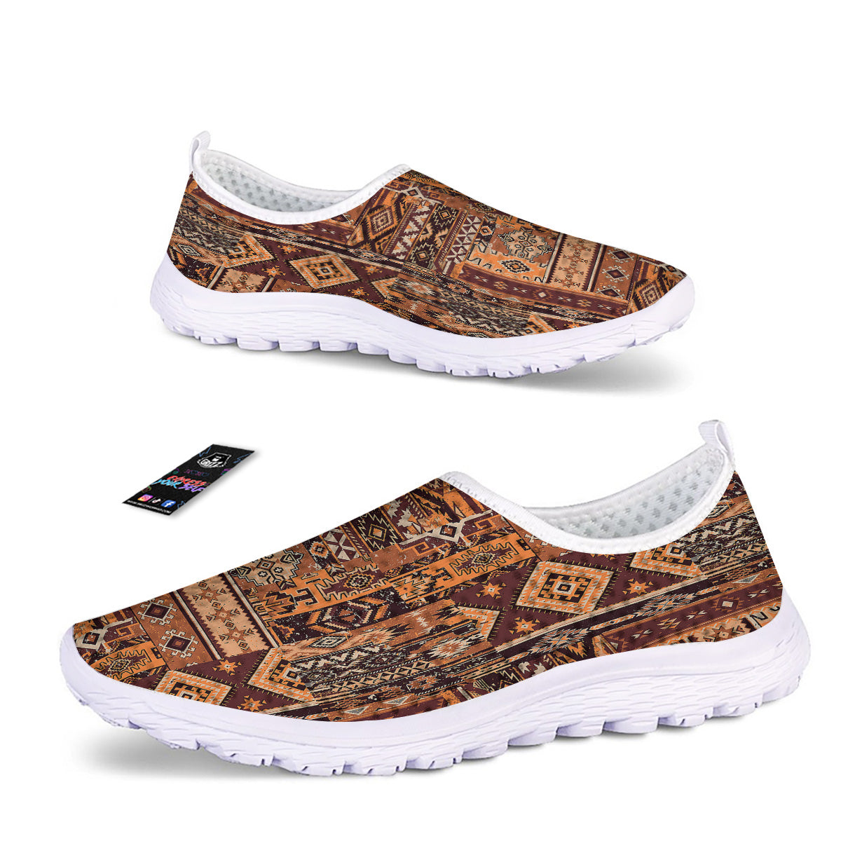 Patchwork Grunge Native American Print Pattern Nurse Shoes-grizzshop