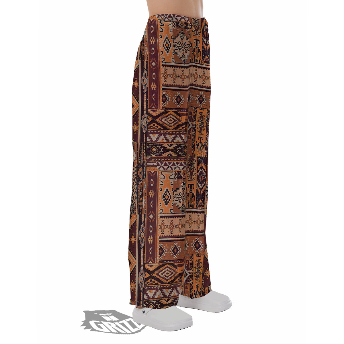 Patchwork Grunge Native American Print Pattern Pajama Pants-grizzshop