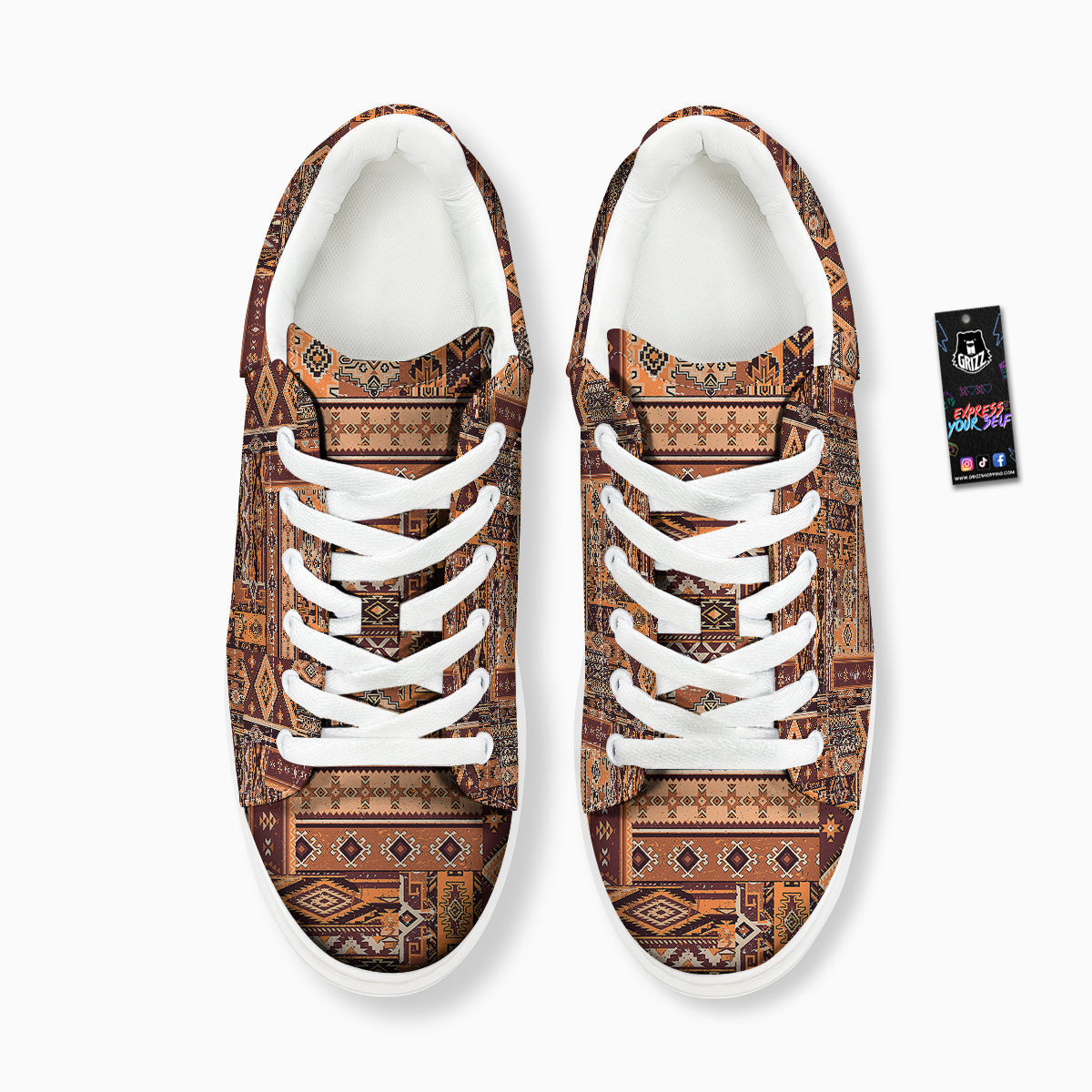 Patchwork Grunge Native American Print Pattern Platform Shoes-grizzshop