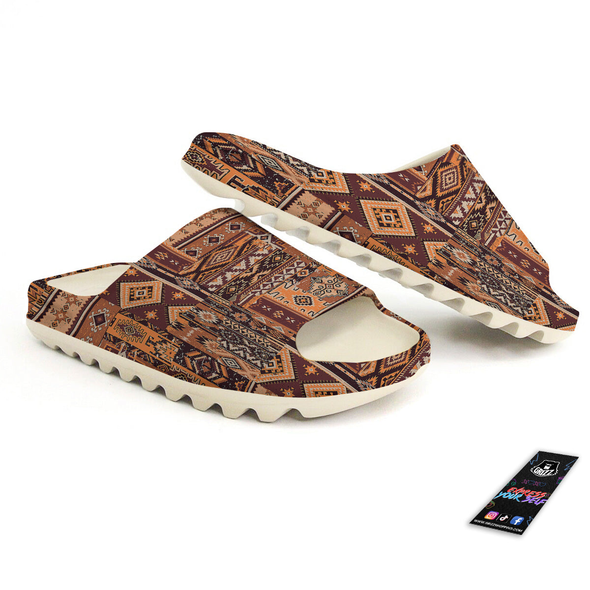 Patchwork Grunge Native American Print Pattern Sandals-grizzshop