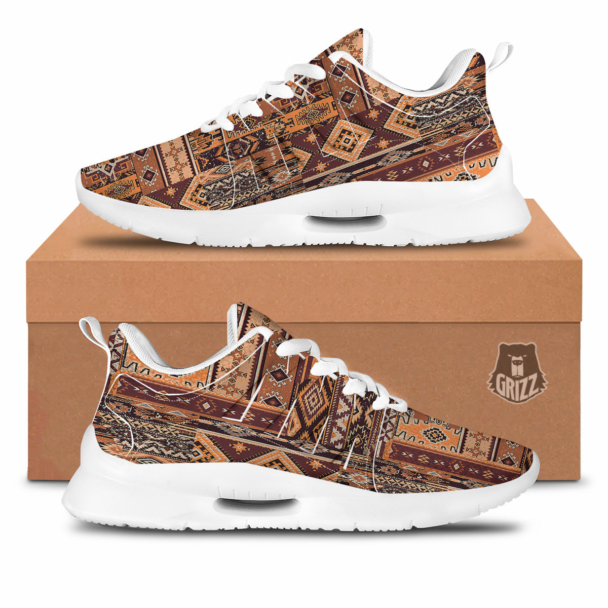Patchwork Grunge Native American Print Pattern Tennis Shoes-grizzshop