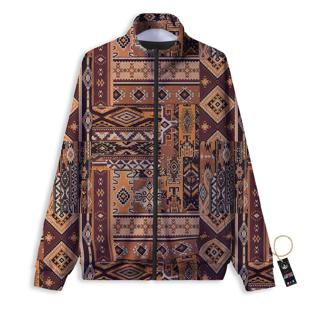 Patchwork Grunge Native American Print Pattern Track Jacket-grizzshop