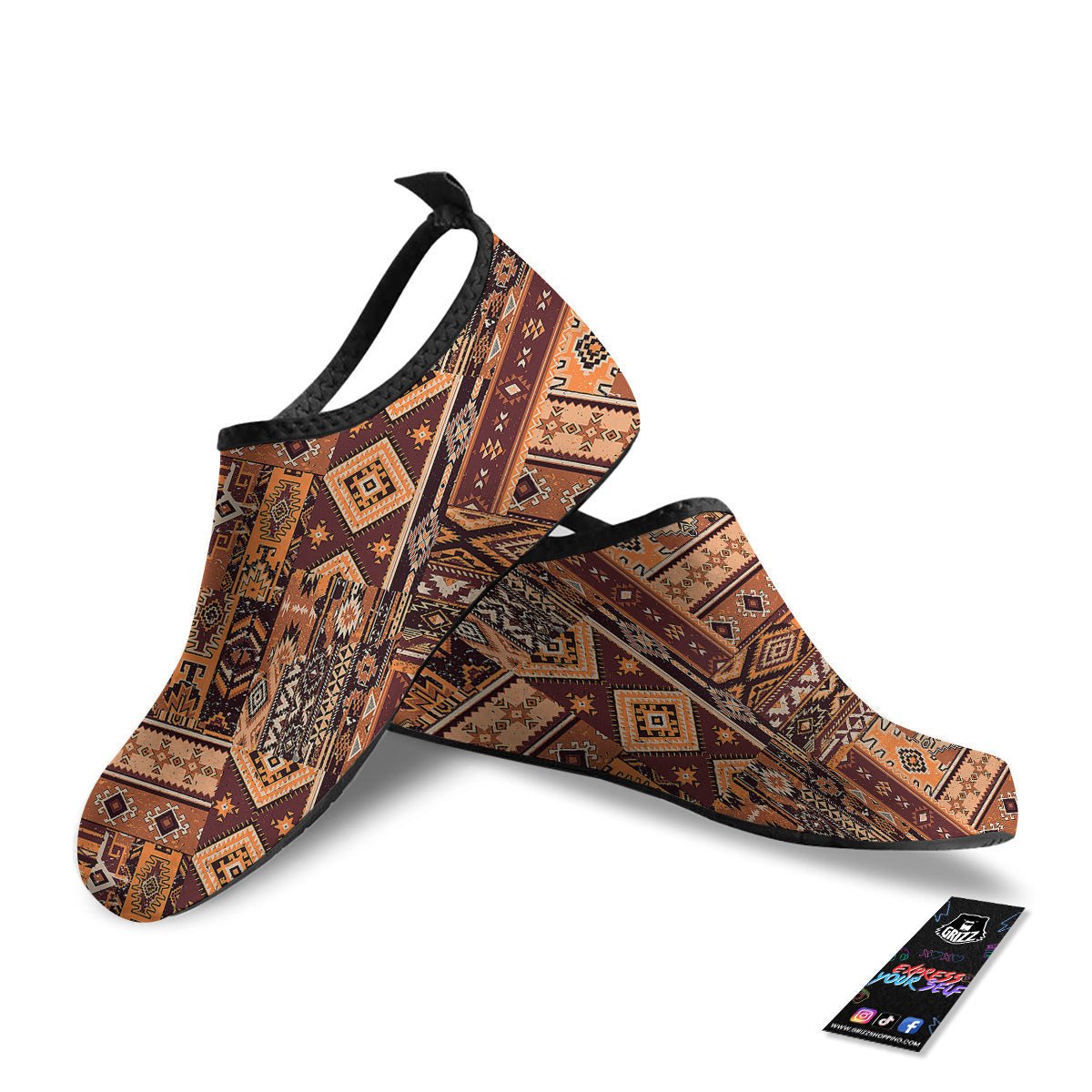 Patchwork Grunge Native American Print Pattern Water Shoes-grizzshop