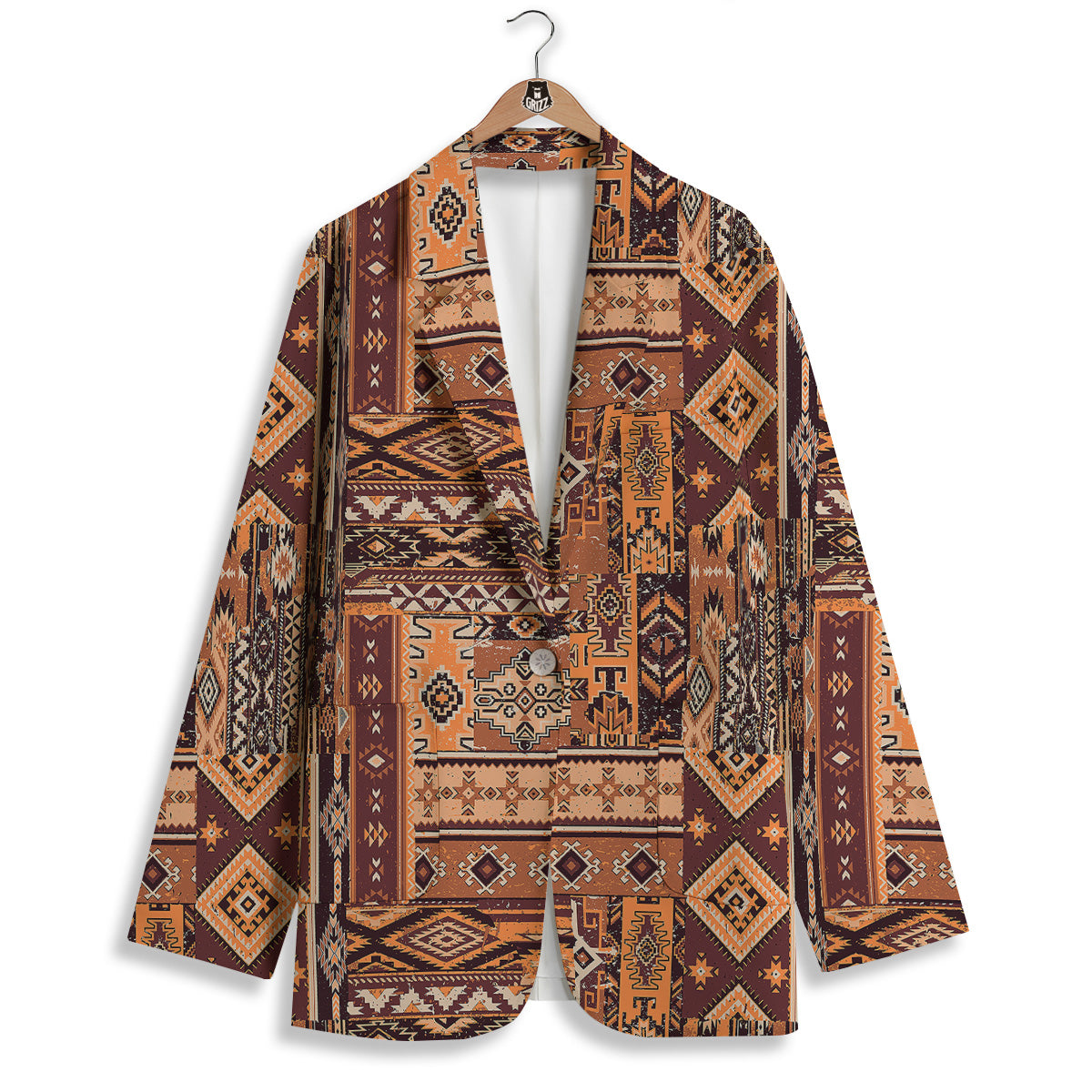 Patchwork Grunge Native American Print Pattern Women's Blazer-grizzshop