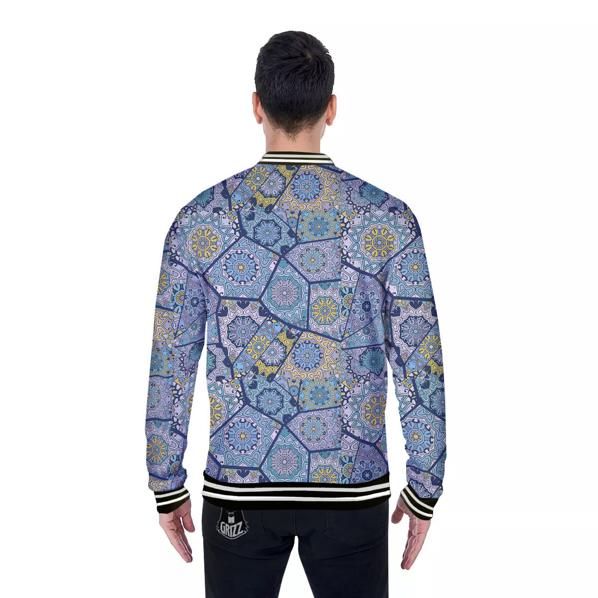 Patchwork Indian Floral Print Pattern Baseball Jacket-grizzshop