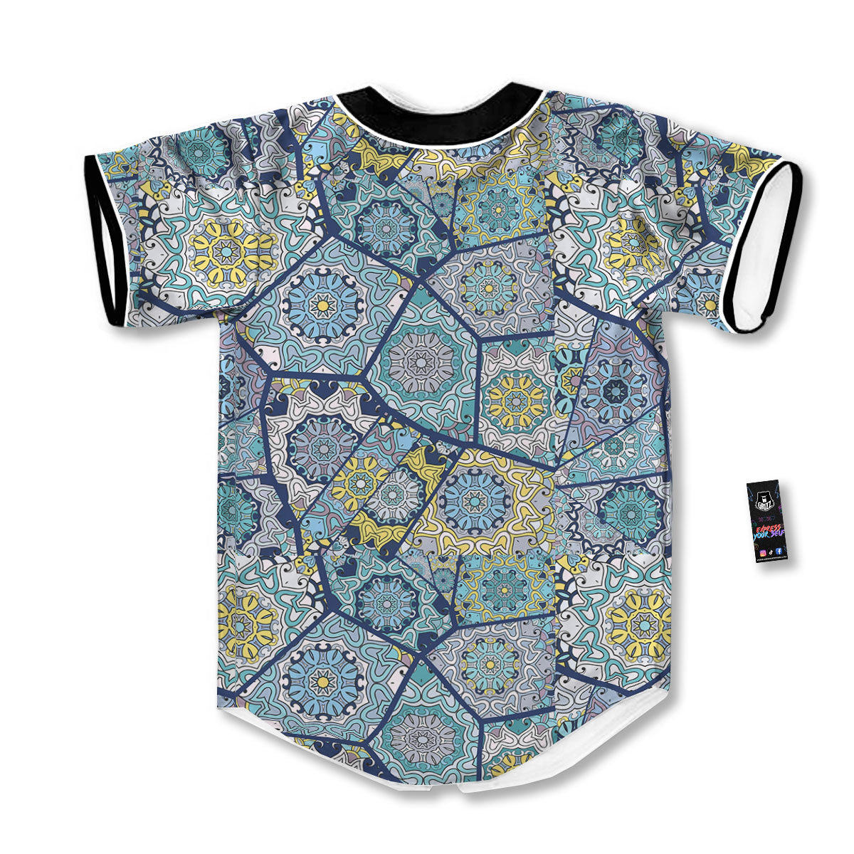 Patchwork Indian Floral Print Pattern Baseball Jersey-grizzshop