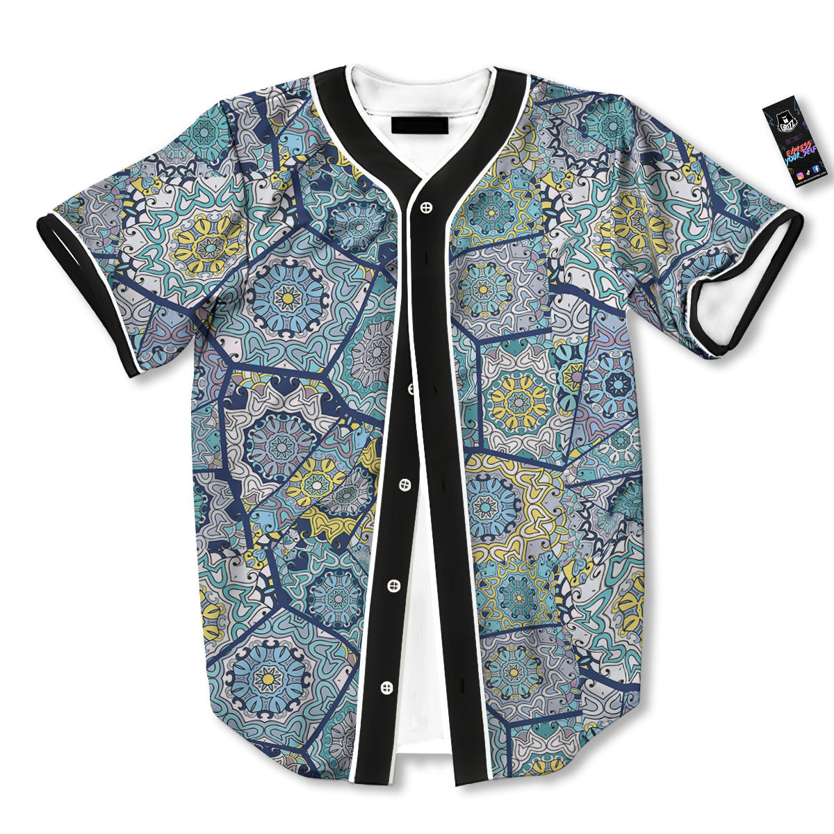 Patchwork Indian Floral Print Pattern Baseball Jersey-grizzshop