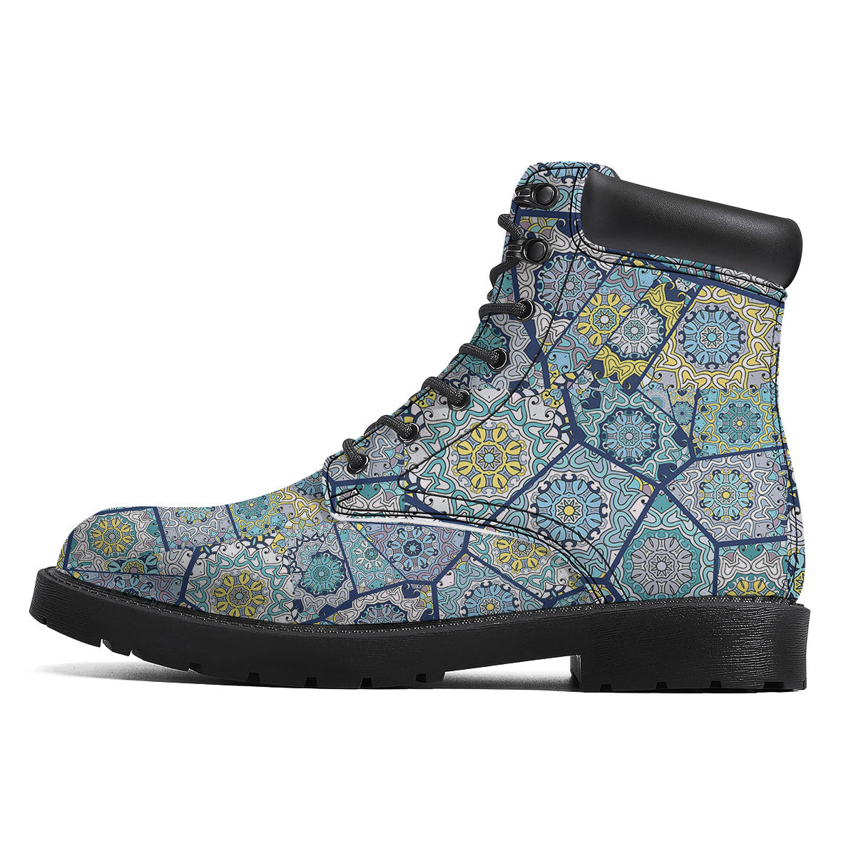 Patchwork Indian Floral Print Pattern Boots-grizzshop