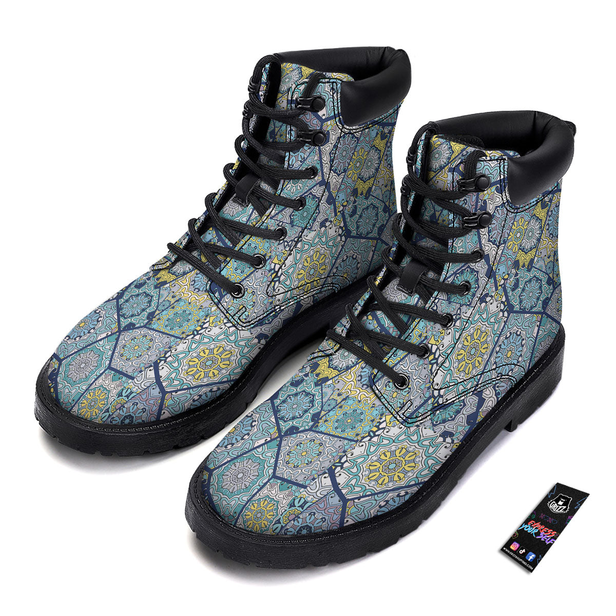 Patchwork Indian Floral Print Pattern Boots-grizzshop