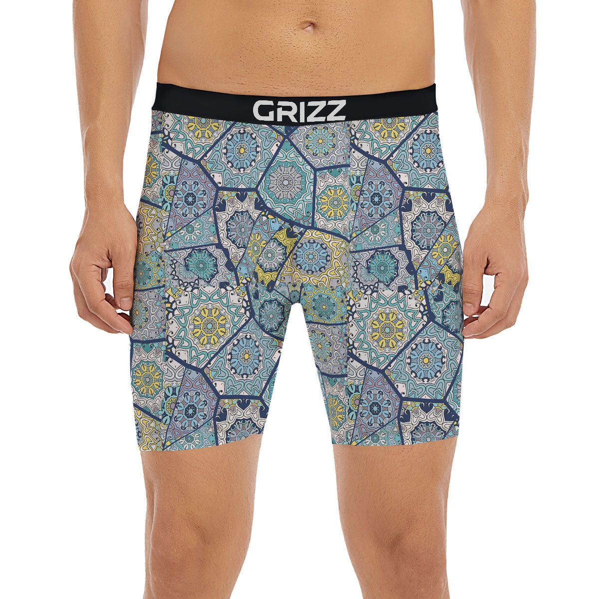 Patchwork Indian Floral Print Pattern Boxer Briefs-grizzshop