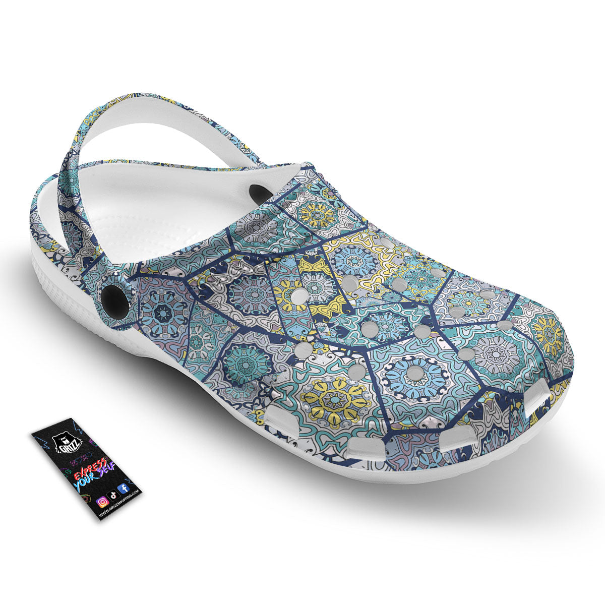 Patchwork Indian Floral Print Pattern Clog-grizzshop