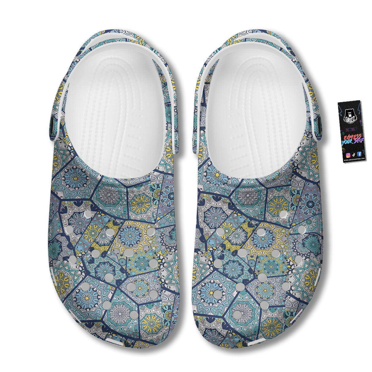 Patchwork Indian Floral Print Pattern Clog-grizzshop