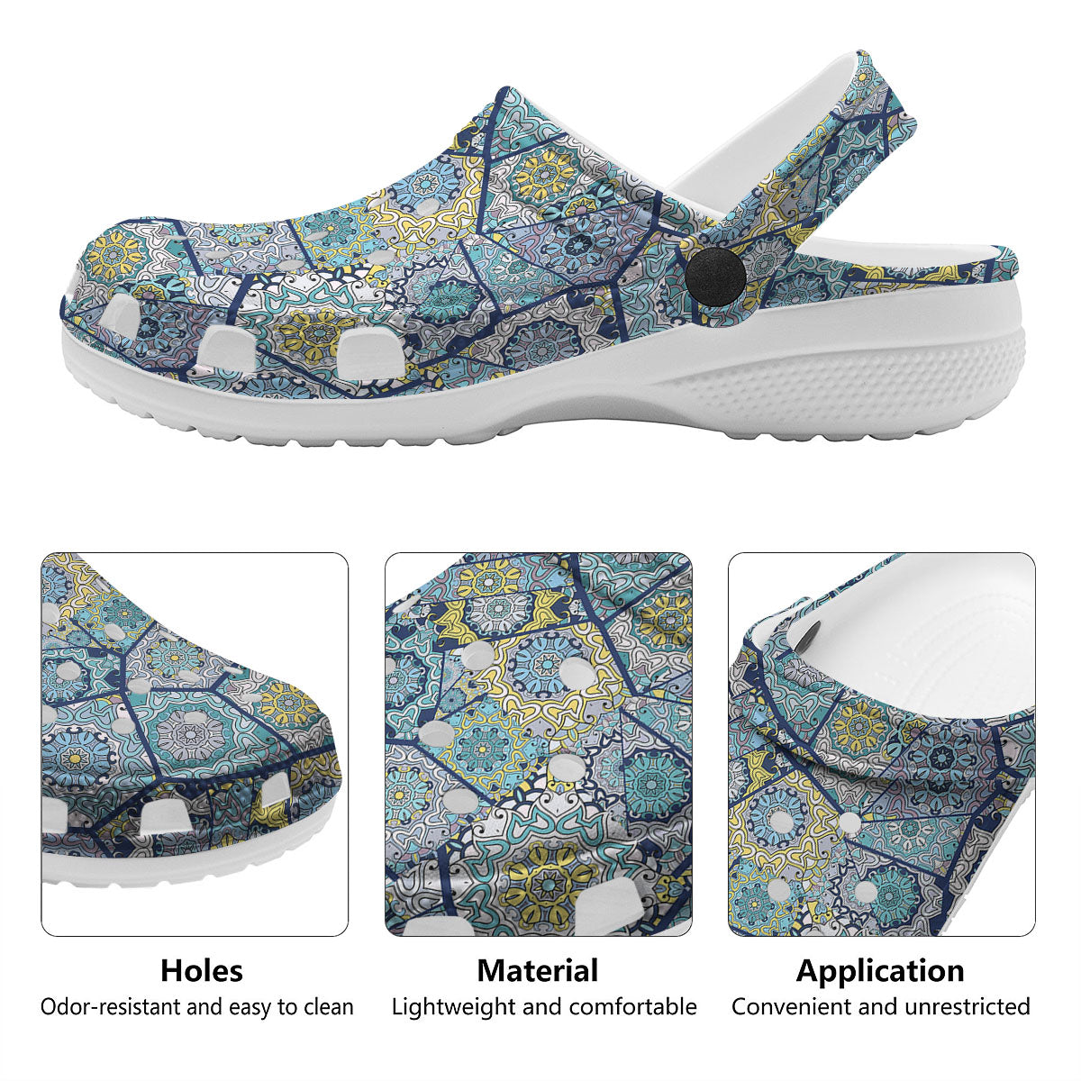 Patchwork Indian Floral Print Pattern Clog-grizzshop