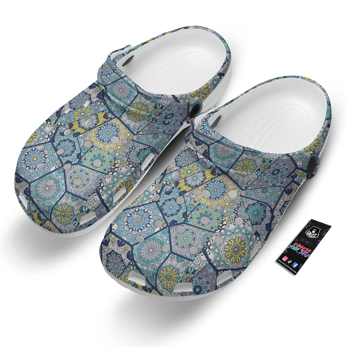 Patchwork Indian Floral Print Pattern Clog-grizzshop