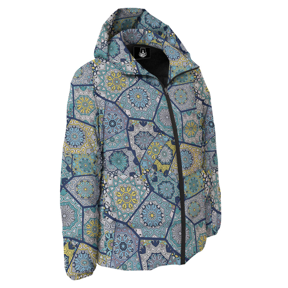 Patchwork Indian Floral Print Pattern Down Jacket-grizzshop