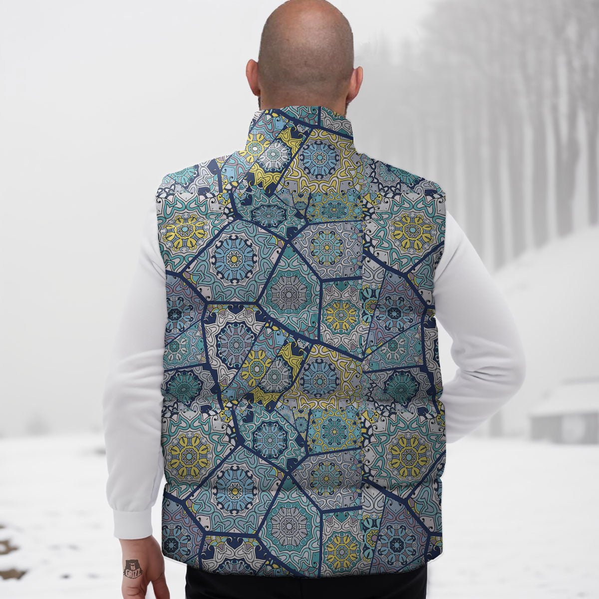 Patchwork Indian Floral Print Pattern Down Vest