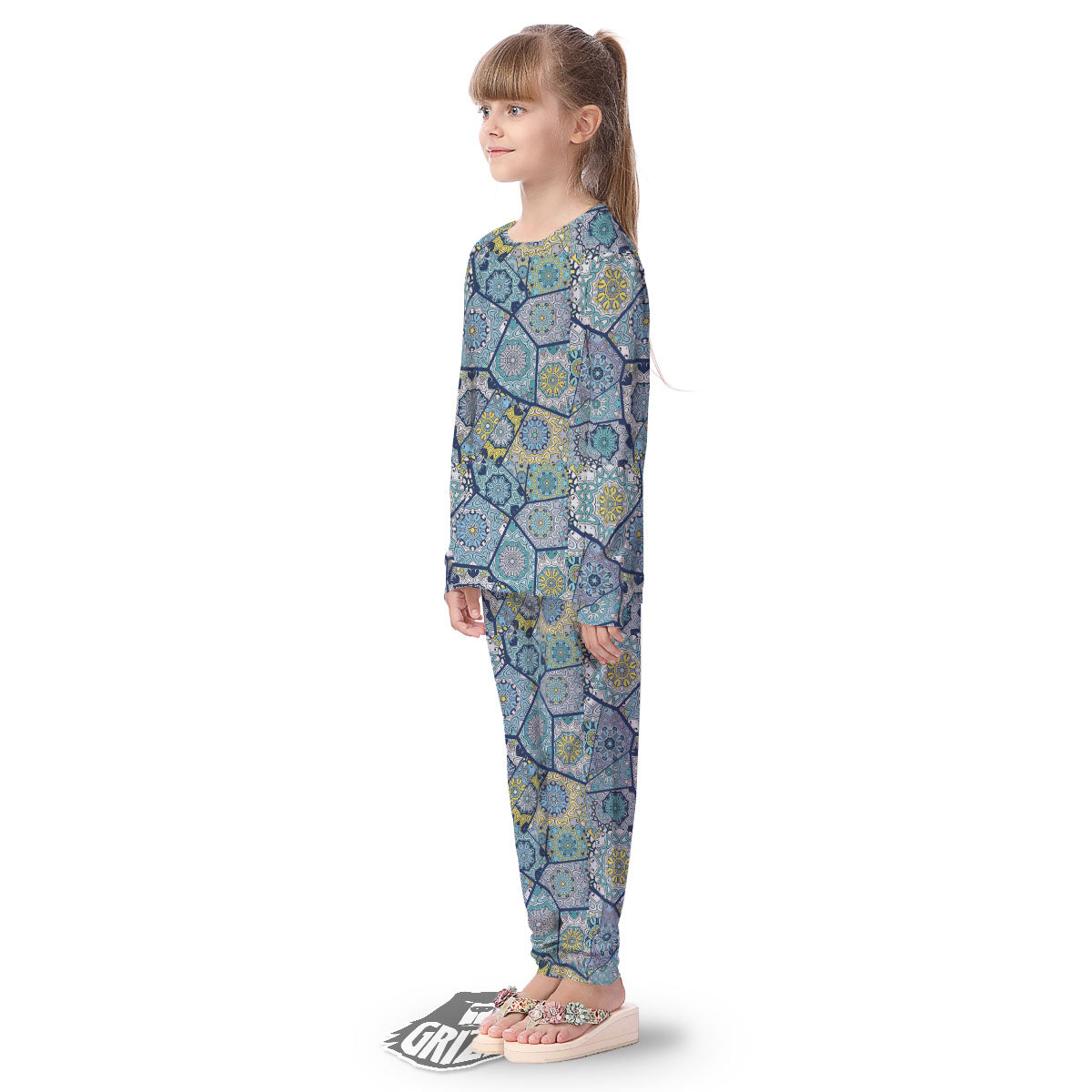 Patchwork Indian Floral Print Pattern Kid's Pajamas-grizzshop