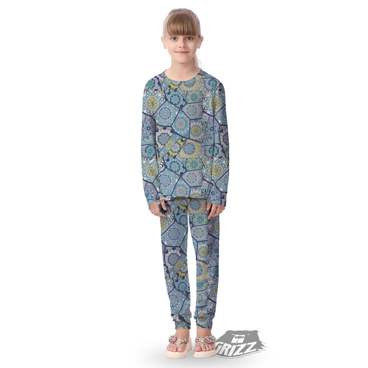 Patchwork Indian Floral Print Pattern Kid's Pajamas-grizzshop
