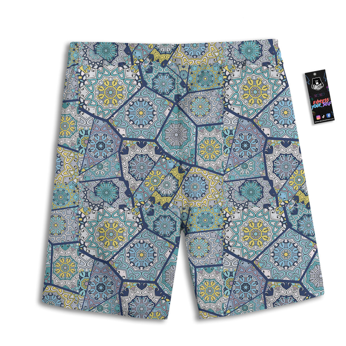 Patchwork Indian Floral Print Pattern Men's Athletic Shorts