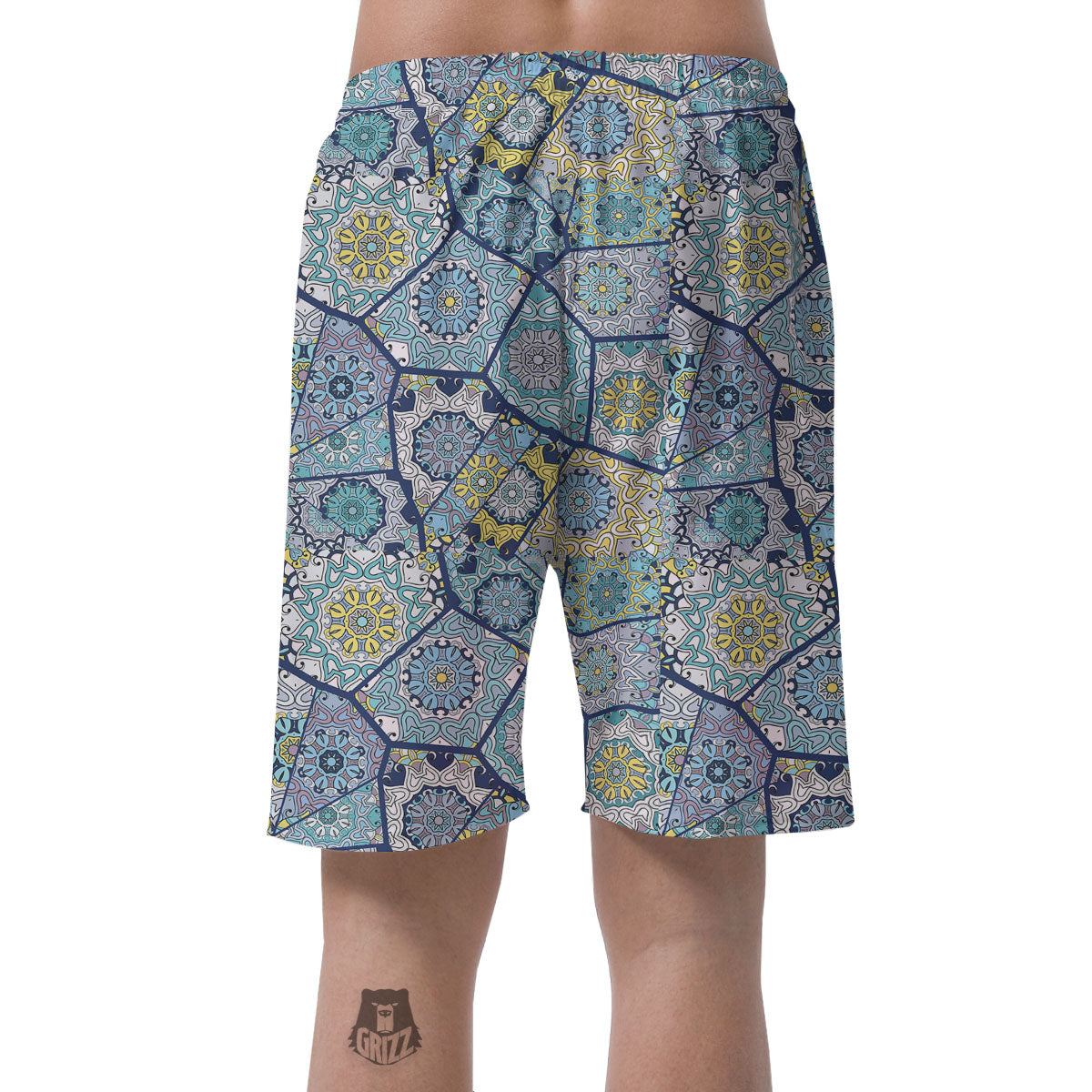 Patchwork Indian Floral Print Pattern Men's Shorts-grizzshop