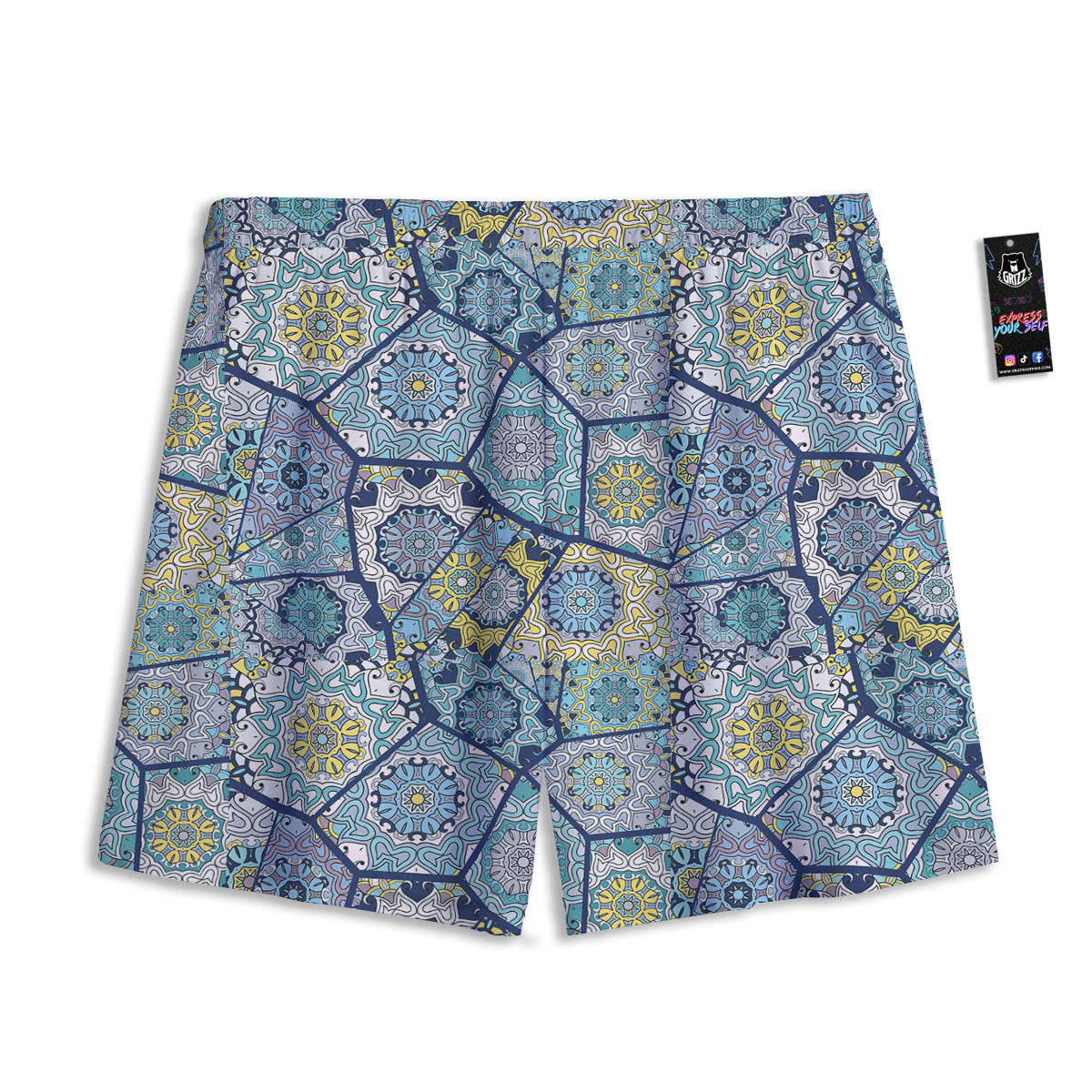 Patchwork Indian Floral Print Pattern Mesh Shorts
