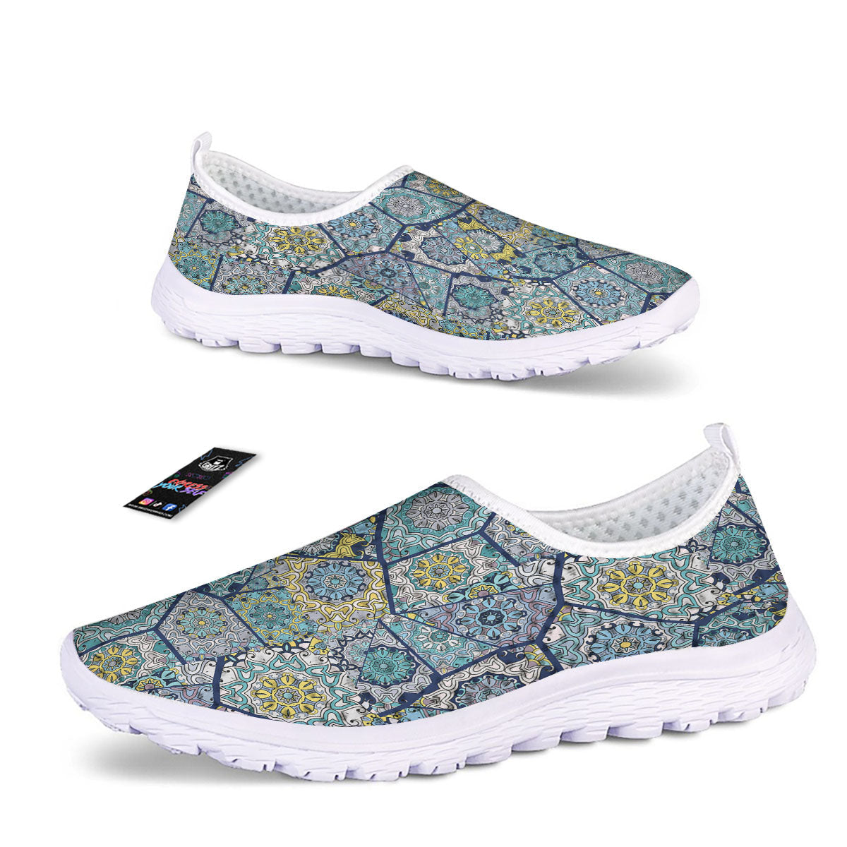 Patchwork Indian Floral Print Pattern Nurse Shoes-grizzshop