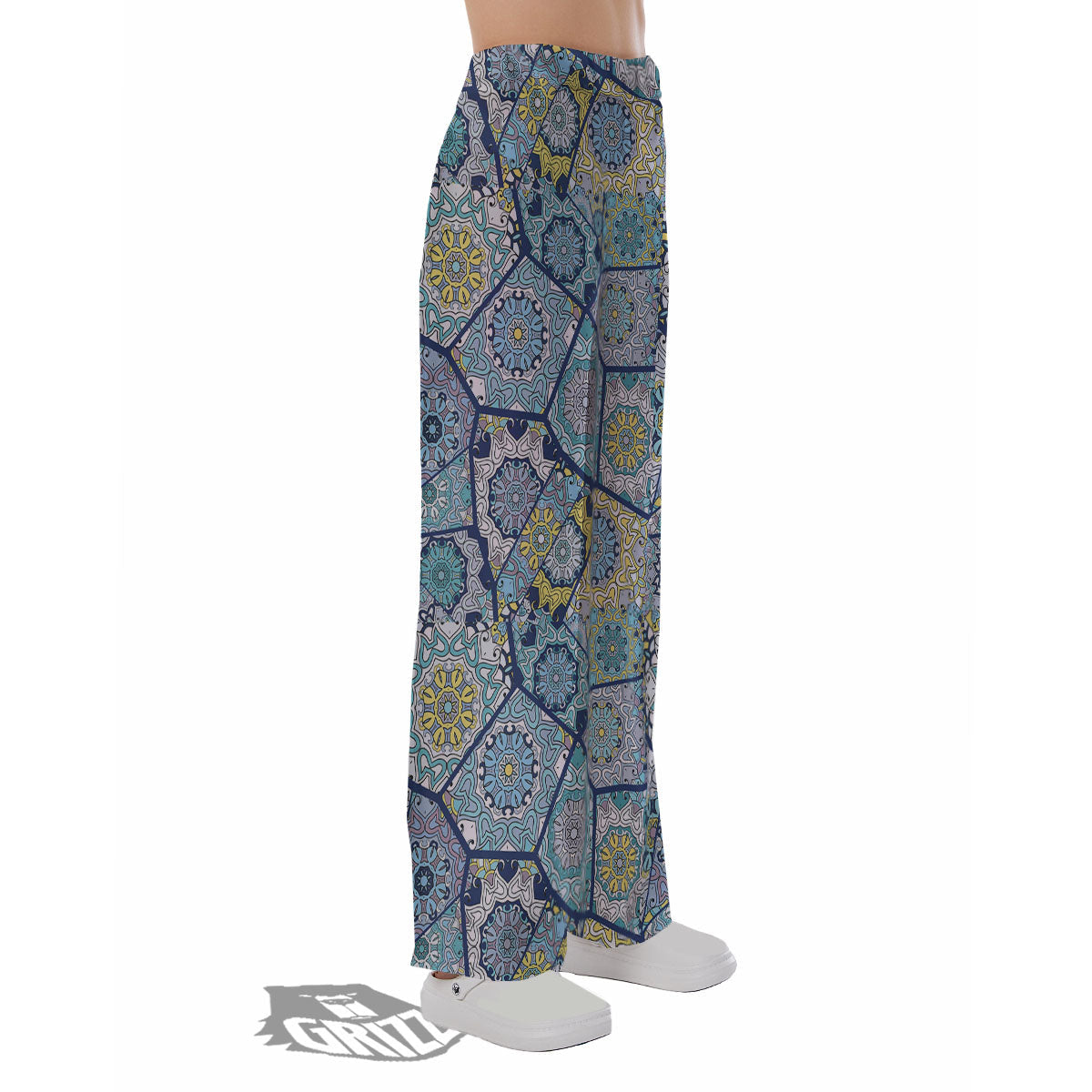 Patchwork Indian Floral Print Pattern Pajama Pants-grizzshop