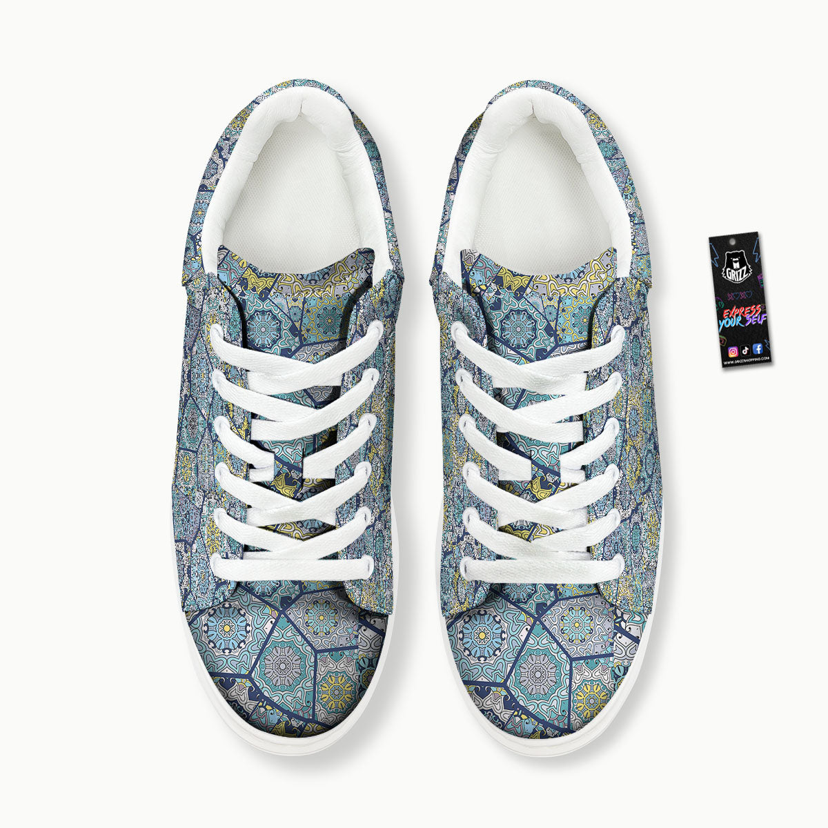 Patchwork Indian Floral Print Pattern Platform Shoes-grizzshop