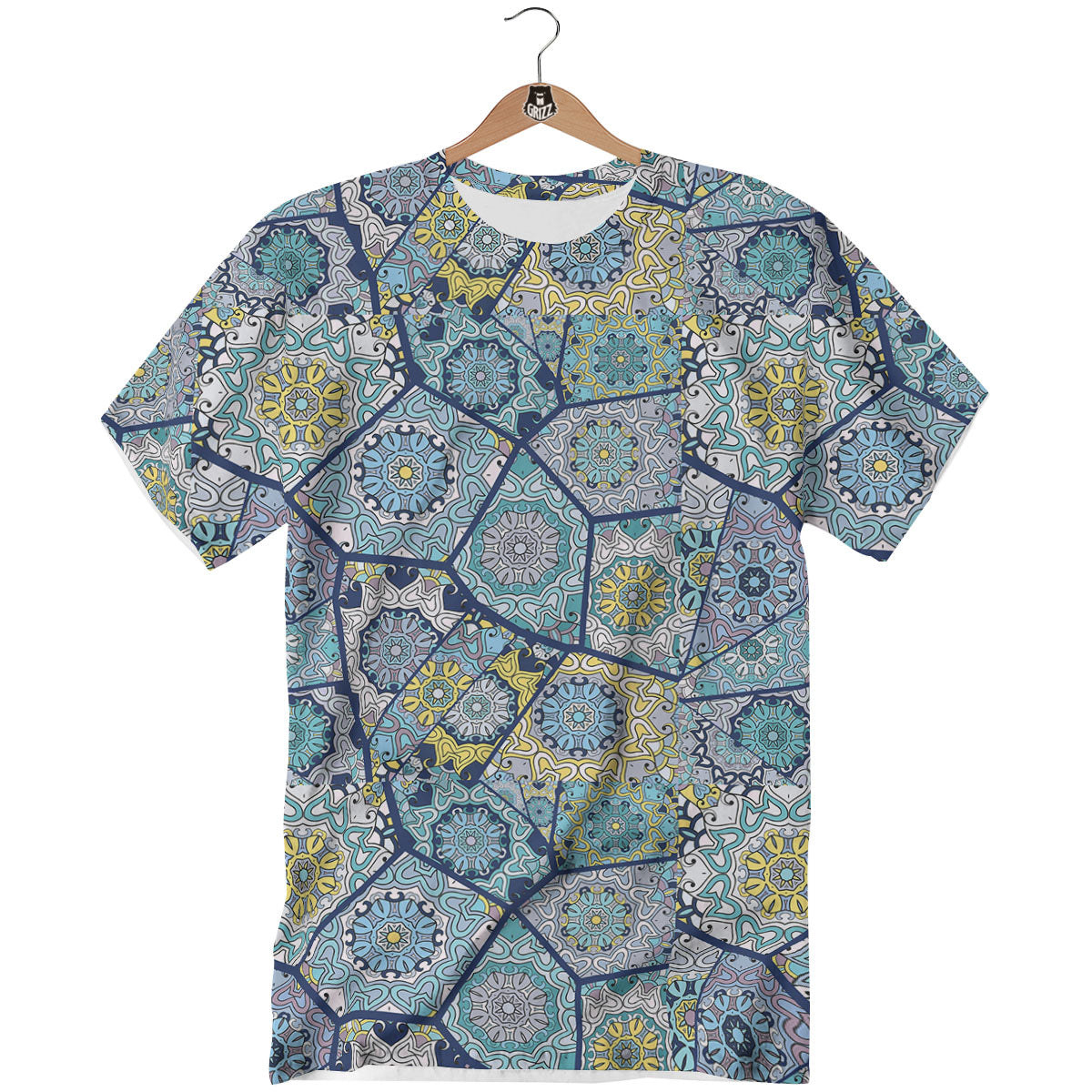 Patchwork Indian Floral Print Pattern T-Shirt-grizzshop