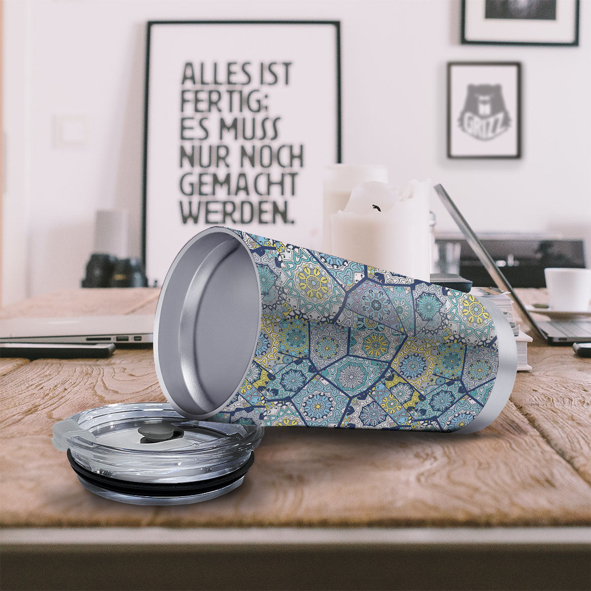 Patchwork Indian Floral Print Pattern Tumbler-grizzshop