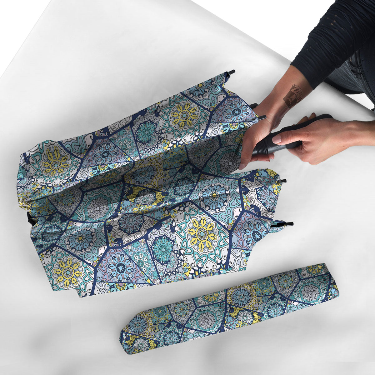 Patchwork Indian Floral Print Pattern Umbrella-grizzshop