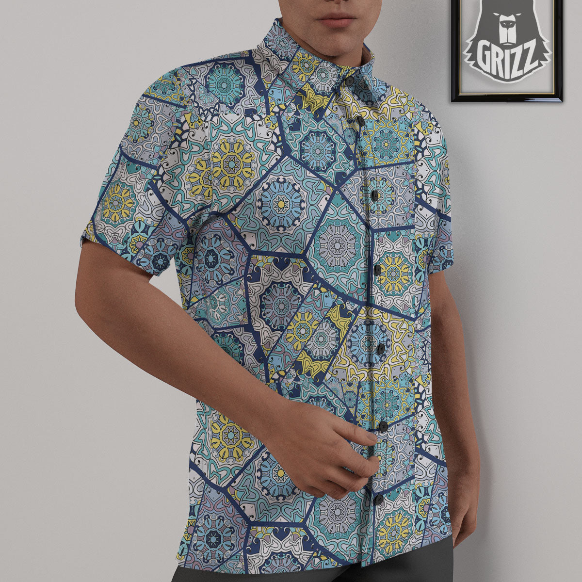 Patchwork Indian Floral Print Pattern Untucked Shirts-grizzshop